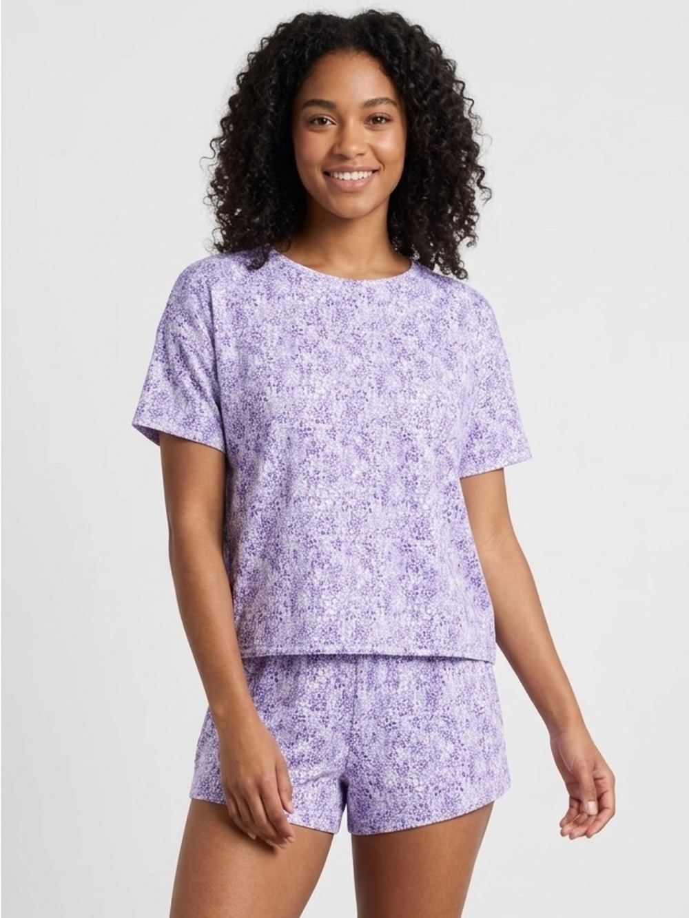 IBKUL UPF 50+ Quick Dry Cooling Lavender Floral Matching Pajama Set